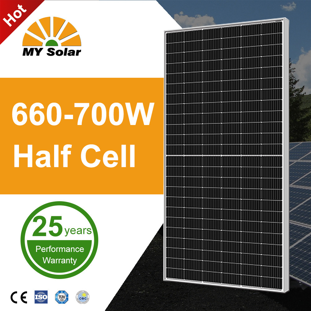 2024 Nuovo pannello solare 600W 610w 620w 630w 650w 700W TUV CE approvato Pannelli fotovoltaici Mono tipo P Modulo per la casa Mysolar